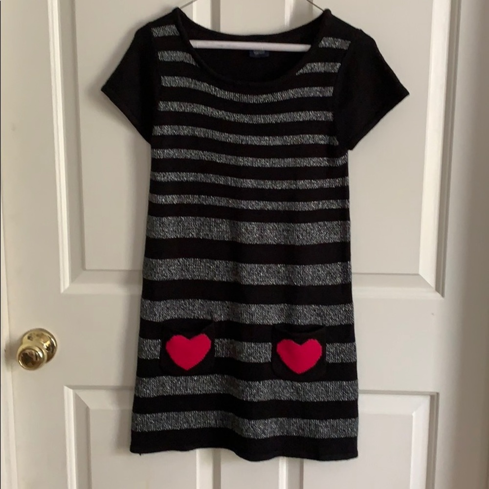 Striped Black and Silver Sweater Dress